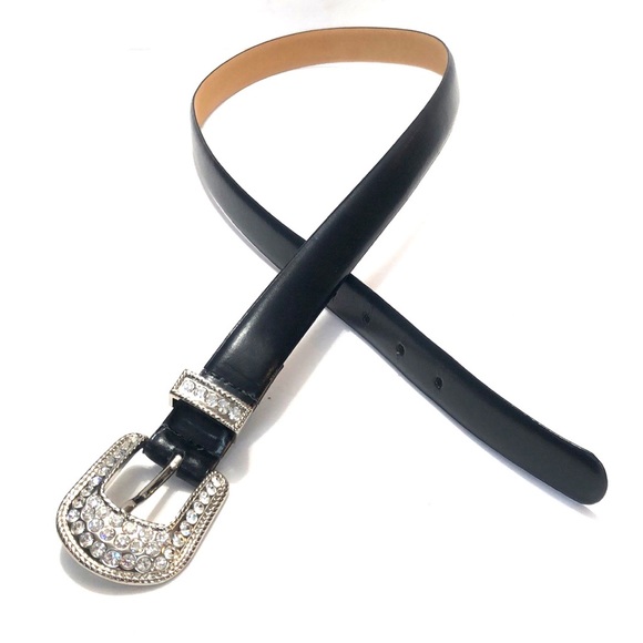 Navy Blue & Bling Genuine Leather Belt Size Large - Picture 6 of 11